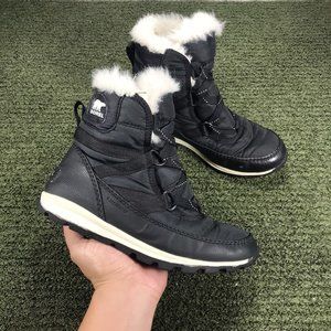 SOREL GIRL'S BLACK NY1897-010 WHITNEY WATERPROOF WINTER BOOTS BIG KIDS SIZE 3